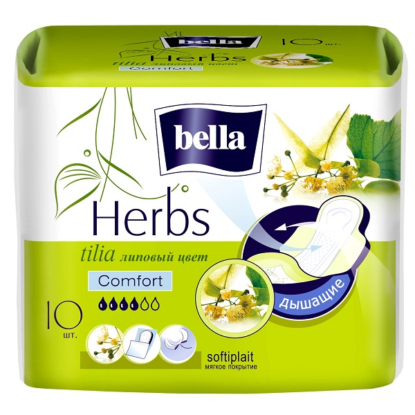 Прокладки женские гигиенические Bella Herbs tilia сomfort (с экстрактом липового цвета) 10шт - фото