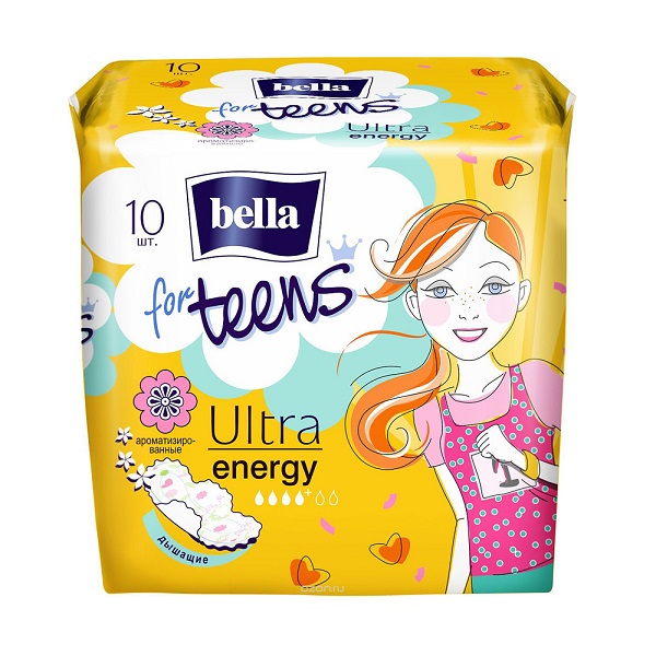 Bella for Teens Ultra Energy Супертонкие женские гигиенические впитывающие ароматизированные прокладки, 10шт - фото