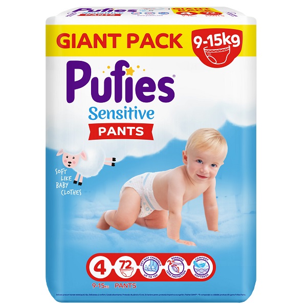 Подгузники-трусики Pufies Sensitive Jiant Pack 4 maxi (9-15 кг) 72шт - фото