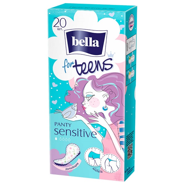 Bella for Teens PANTY sensitive Экстратонкие женские гигиенические ежедневные прокладки 20шт - фото