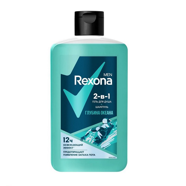 Rexona Гель для душа и шампунь мужской 2 в 1 Глубина океана 490 мл - фото