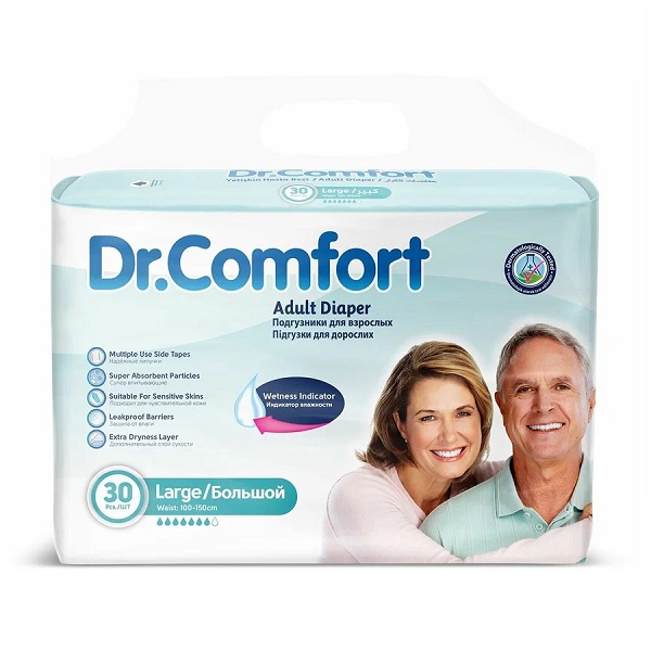 Подгузники для взрослых Dr.Comfort Large 3 (100-150см) 30шт - фото