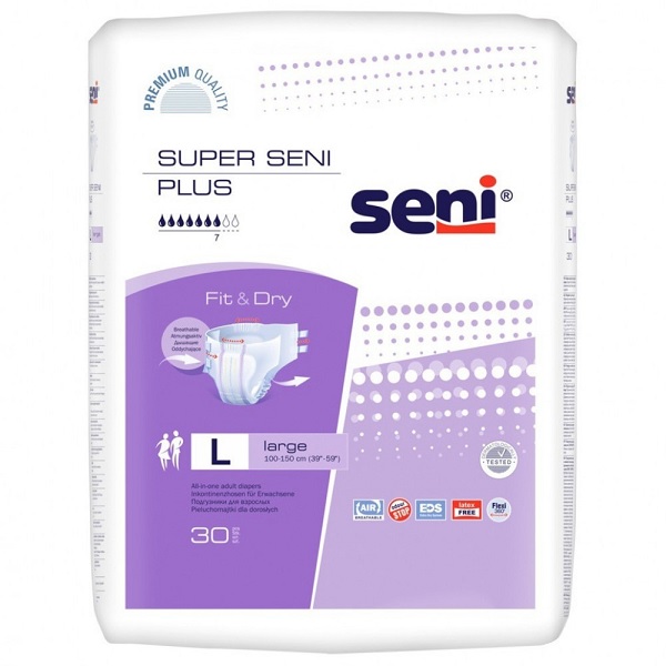 Подгузники для взрослых Super Seni Plus Large 3 (100-150 см) 30 шт - фото