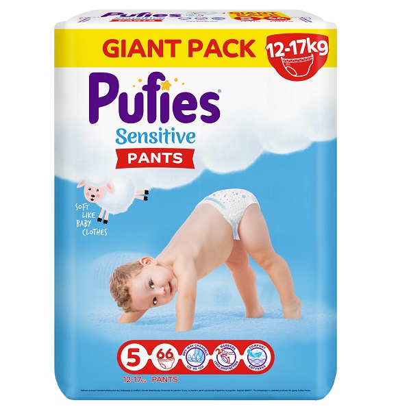 Подгузники-трусики Pufies Sensitive Jiant Pack 5 junior (12-17кг) 66шт - фото