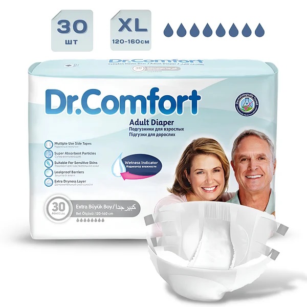 Подгузники для взрослых Dr.Comfort Extra Large 4 (120-160см) 30шт - фото