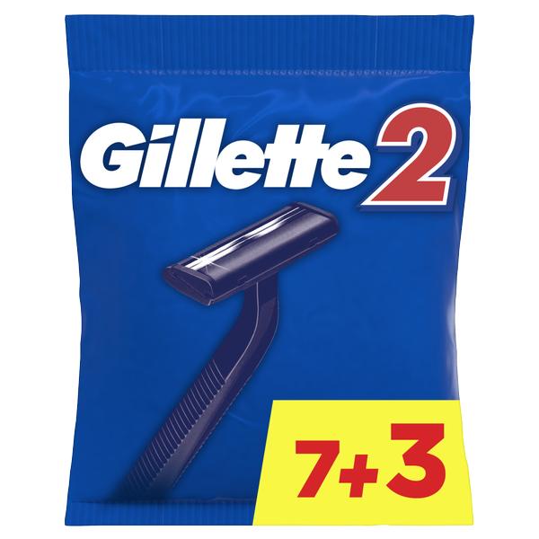 Одноразовые Мужские Бритвы Gillette2, с 2 лезвиями, фиксированная головка 10шт - фото