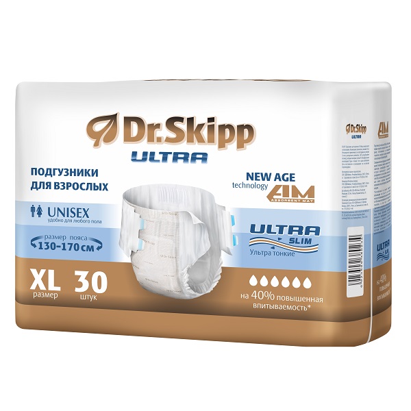 Подгузники для взрослых Dr. Skipp Ultra  XLarge 4  (130-170 см) 30 шт - фото