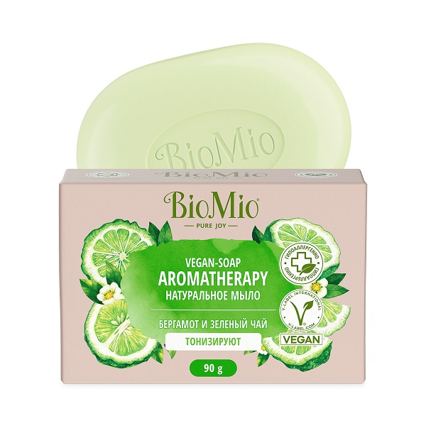 Натуральное туалетное мыло BioMio BIO-SOAP AROMATHERAPY, бергамот и зеленый чай, 90 г - фото