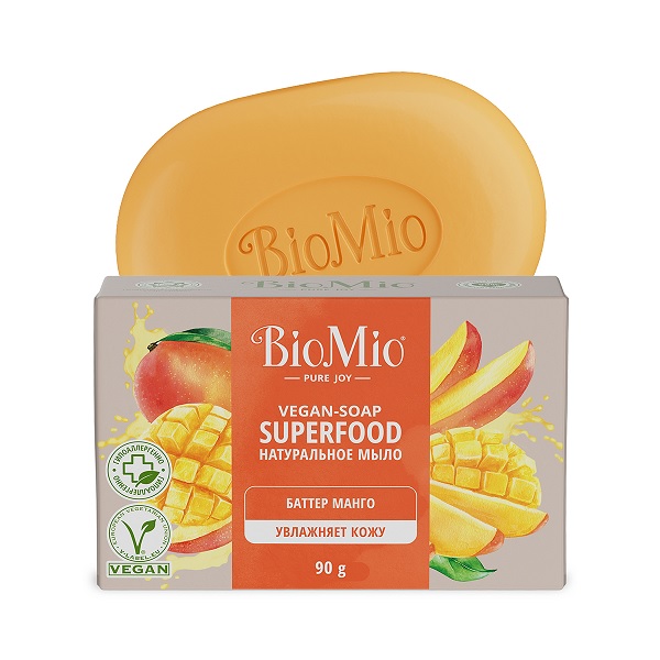 Натуральное туалетное мыло BioMio BIO-SOAP SUPERFOOD, манго, 90 г - фото