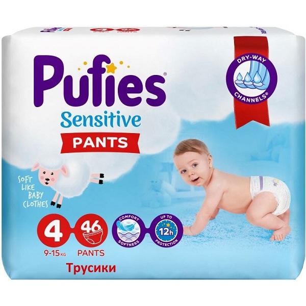 Подгузники-трусики Pufies Sensitive 4 maxi (9-15 кг) 46 шт - фото