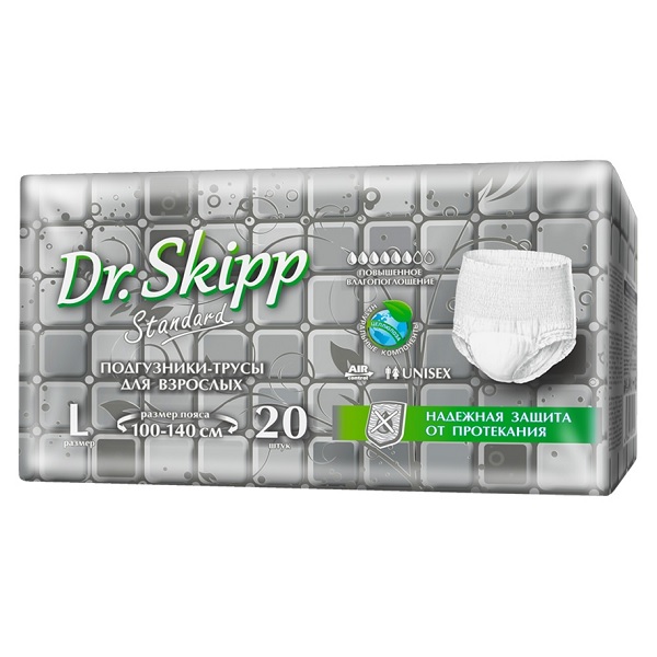 Трусики впитывающие для взрослых Dr. Skipp Adult Pants Standart Large 3 (100-140 см) 20шт - фото